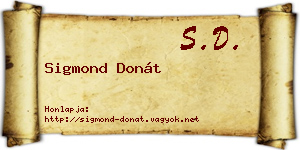 Sigmond Donát névjegykártya